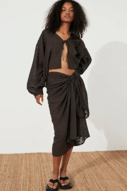 Zulu & Zephyr Black Dobby Pareo Sale