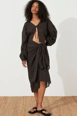 Zulu & Zephyr Black Dobby Pareo Sale