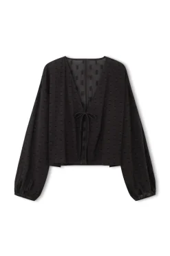 Zulu & Zephyr Black Dobby Wrap Top Clearance