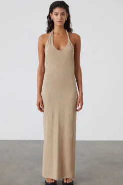 Zulu & Zephyr Camel Linen Blend Knit Dress Store