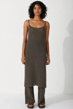 Zulu & Zephyr Charcoal Cotton Crochet Dress Best Sale