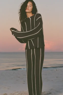 Zulu & Zephyr Charcoal Stripe Knit Pant Best Sale