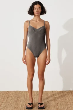 Zulu & Zephyr Charcoal Stripe One Piece Discount