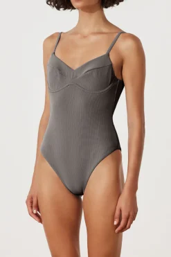 Zulu & Zephyr Charcoal Stripe One Piece Discount