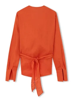 Zulu & Zephyr Chilli Pepper Linen Wrap Top New