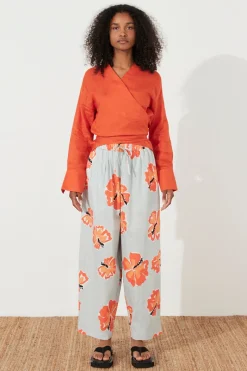 Zulu & Zephyr Chilli Pepper Linen Wrap Top New