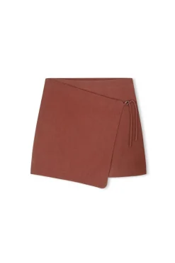 Zulu & Zephyr Clay Linen Cotton Wrap Skirt Hot