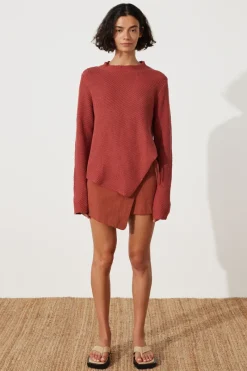 Zulu & Zephyr Clay Linen Cotton Wrap Skirt Hot