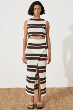 Zulu & Zephyr Earth Stripe Cotton Blend Knit Skirt Cheap