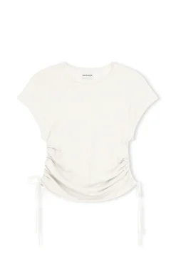 Zulu & Zephyr Gathered Knit T-Shirt - White Clearance