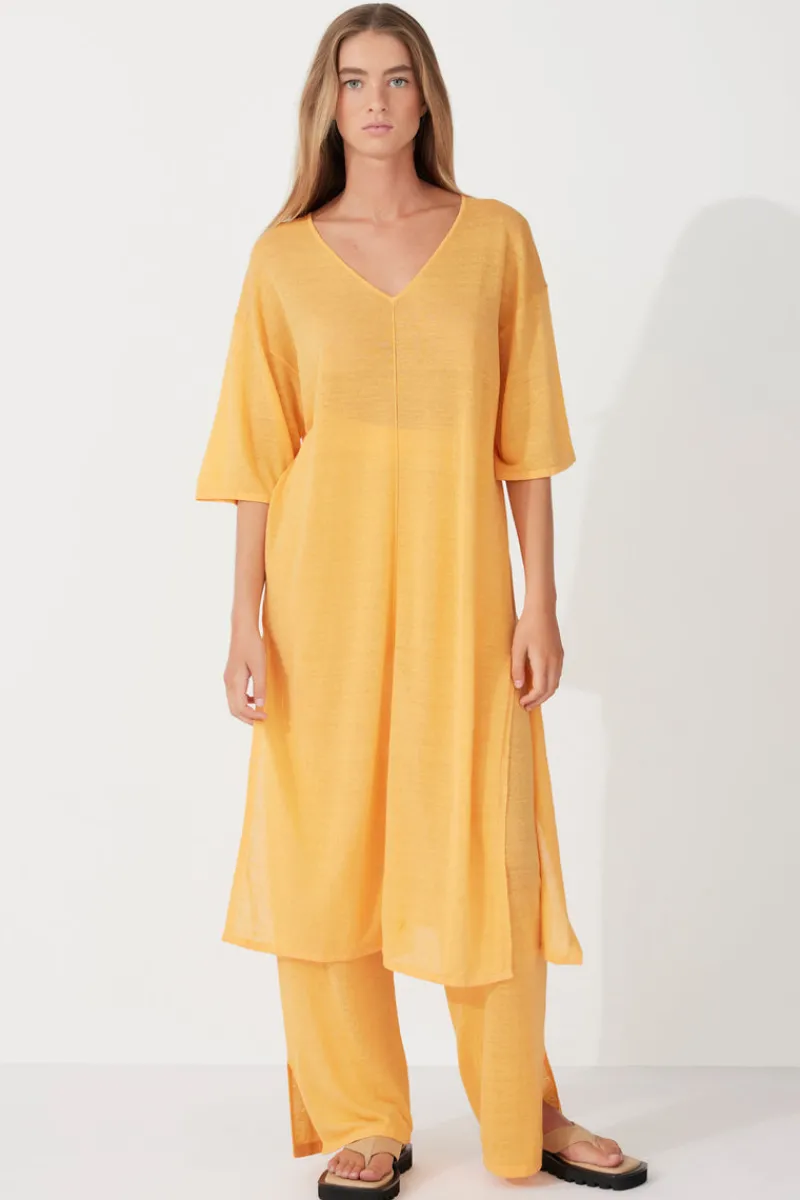 Zulu & Zephyr Golden Organic Linen Blend Knit Dress Cheap