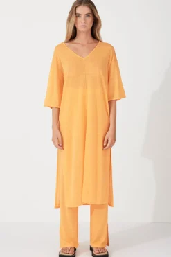 Zulu & Zephyr Golden Organic Linen Blend Knit Dress Cheap
