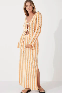 Zulu & Zephyr Golden Stripe Cotton Knit Skirt Clearance