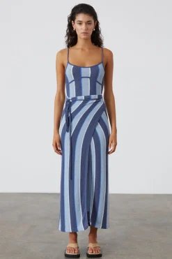 Zulu & Zephyr Horizon Stripe Organic Cotton Knit Wrap Skirt Flash Sale