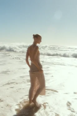 Zulu & Zephyr Husk Cotton Crochet Pullover Dress Fashion