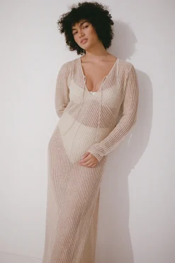 Zulu & Zephyr Husk Lattice Knit Dress Store