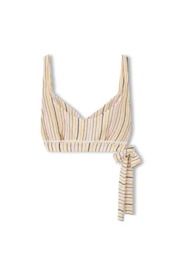 Zulu & Zephyr Mandarin Stripe Organic Linen Blend Wrap Knit Top Online