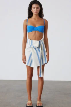 Zulu & Zephyr Marine Stripe Organic Cotton Blend Mini Skirt Cheap