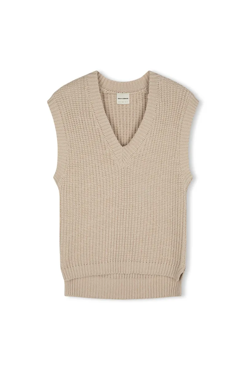 Zulu & Zephyr Marle Rib Knit Vest - Sand New