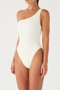 Zulu & Zephyr Milk Textured One Shoulder One Piece Clearance