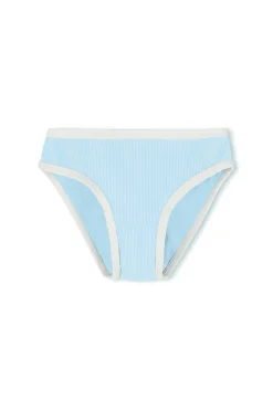 Zulu & Zephyr Mini Stripe Rib Bikini Bottom - Shallow Blue Fashion