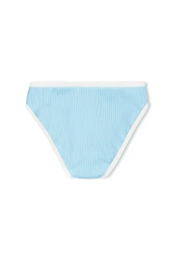Zulu & Zephyr Mini Stripe Rib Bikini Bottom - Shallow Blue Fashion
