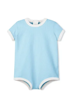 Zulu & Zephyr Mini Stripe Rib Infant Onesie - Shallow Blue Flash Sale