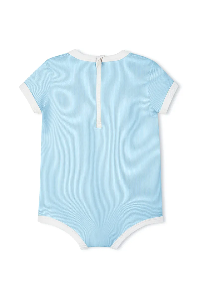 Zulu & Zephyr Mini Stripe Rib Infant Onesie - Shallow Blue Flash Sale