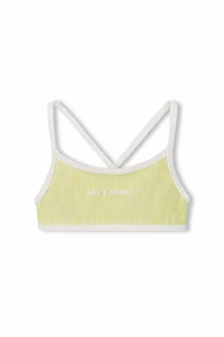 Zulu & Zephyr Mini Stripe Rib Logo Bikini Top - Citrus Cheap