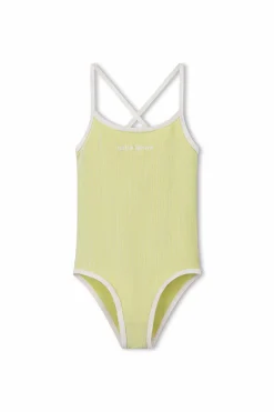 Zulu & Zephyr Mini Stripe Rib Logo One Piece - Citrus Cheap