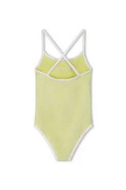Zulu & Zephyr Mini Stripe Rib Logo One Piece - Citrus Cheap
