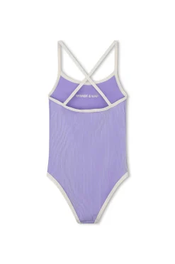 Zulu & Zephyr Mini Stripe Rib Logo One Piece - Grape Cheap