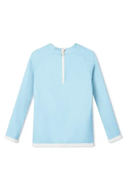 Zulu & Zephyr Mini Stripe Rib Rashie - Shallow Blue Clearance