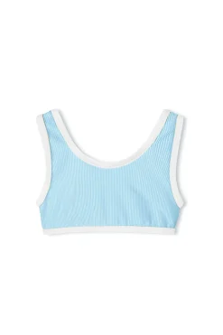 Zulu & Zephyr Mini Stripe Rib Scoop Bikini Top - Shallow Blue Flash Sale