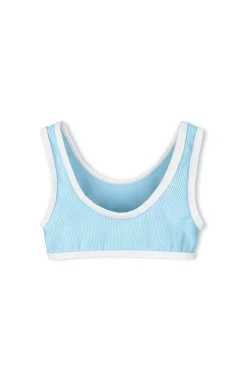 Zulu & Zephyr Mini Stripe Rib Scoop Bikini Top - Shallow Blue Flash Sale