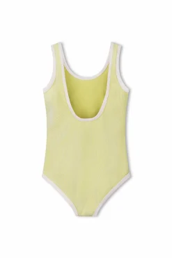 Zulu & Zephyr Mini Stripe Rib Scoop One Piece - Citrus Cheap