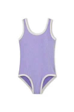 Zulu & Zephyr Mini Stripe Rib Scoop One Piece - Grape Cheap