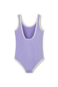 Zulu & Zephyr Mini Stripe Rib Scoop One Piece - Grape Cheap