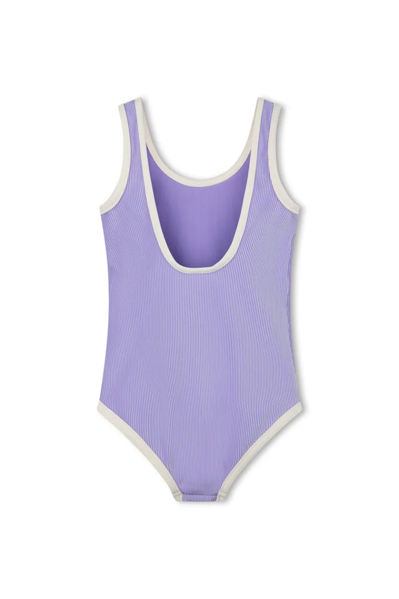 Zulu & Zephyr Mini Stripe Rib Scoop One Piece - Grape Cheap