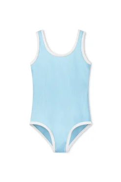 Zulu & Zephyr Mini Stripe Rib Scoop One Piece - Shallow Blue Cheap