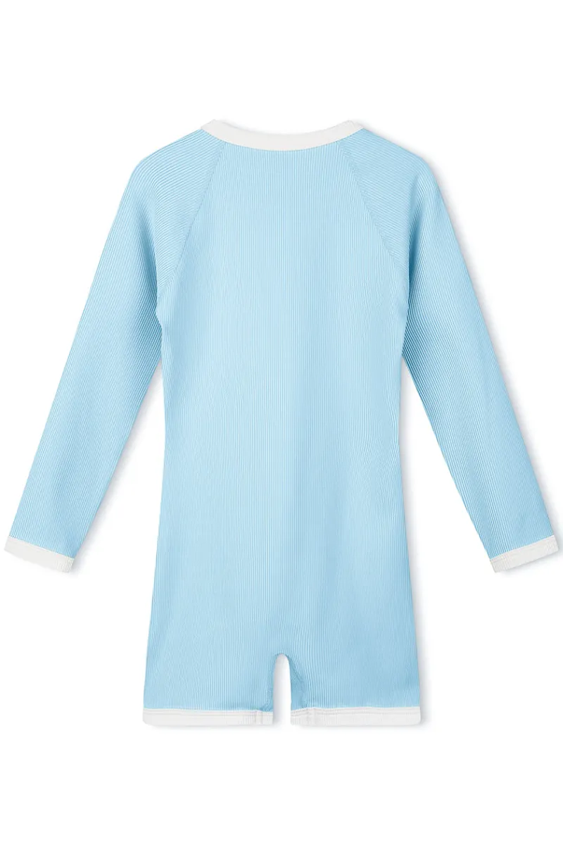 Zulu & Zephyr Mini Stripe Rib Surf Suit - Shallow Blue Shop