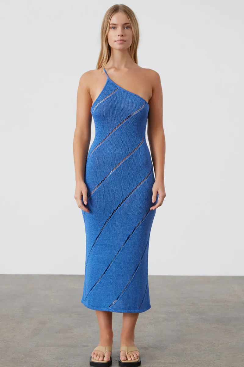 Zulu & Zephyr Ocean Blue Lattice Knit Dress Sale