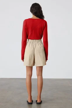 Zulu & Zephyr Panelled Knit Top - Red Best