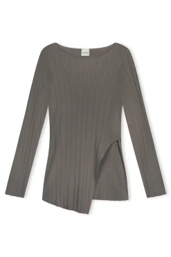 Zulu & Zephyr Pewter Rib Knit Top Best