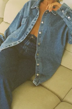 Zulu & Zephyr Recycled Cotton Jacket - Mid Blue Outlet