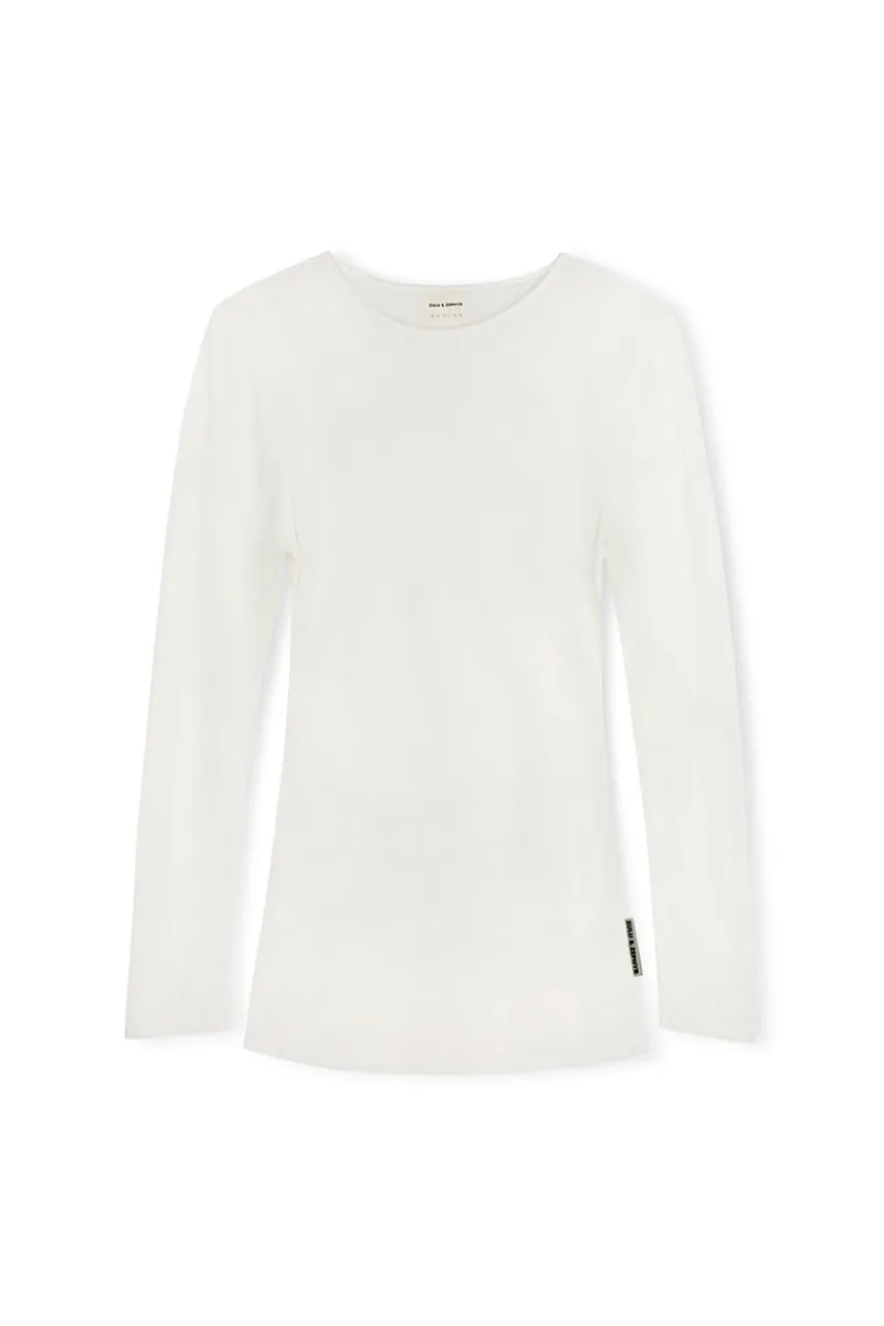 Zulu & Zephyr Rib Hemp Jersey Long Sleeve Top - White Best Sale