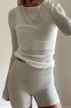 Zulu & Zephyr Rib Hemp Jersey Long Sleeve Top - White Best Sale