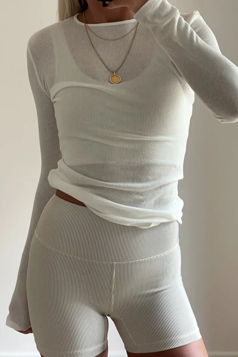 Zulu & Zephyr Rib Hemp Jersey Long Sleeve Top - White Best Sale