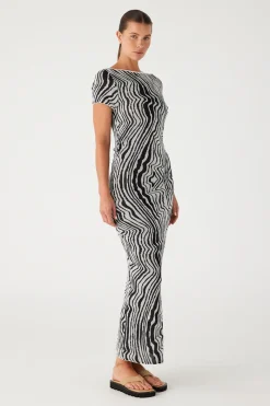 Zulu & Zephyr Ripple Stripe Cotton Blend Knit Dress Sale