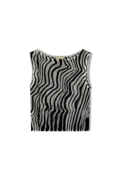 Zulu & Zephyr Ripple Stripe Cotton Blend Knit Crop Top Best Sale
